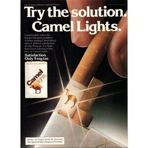 1979 Camel Lights Cigarettes Vintage Print Ad Smoking Solution 70s Wall Art